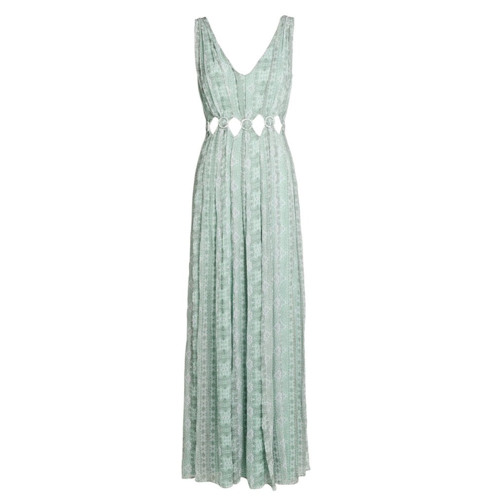 Intermix printed silk maxi dress mint size 6